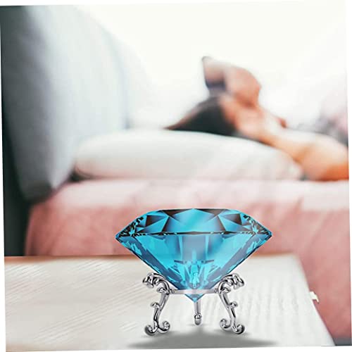 Diamant en cristal bleu clair de 3,15 pouces avec support pour table - 3