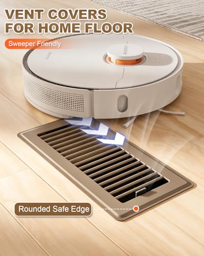 Image of 4 x 10 Floor Register, 8 Pack Brown Vent Covers for Home Floor, Heavy-Duty Steel Registers with Adjustable Airflow, Easy Installation, Rust-Resistant for Living Room, Bedroom and Bathroom