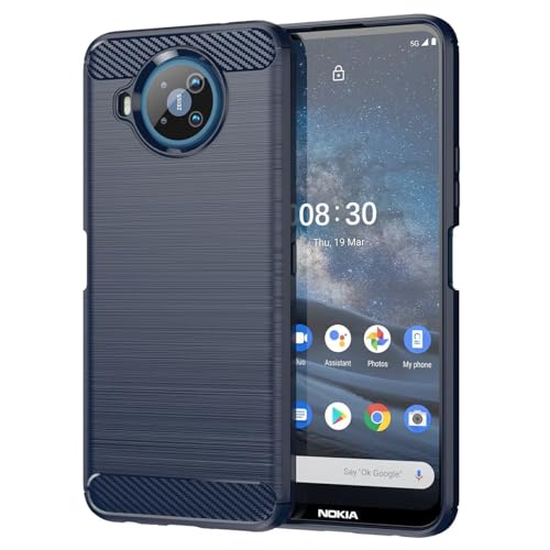 Sidande Funda para Nokia 8.3 5G/para Nokia 8 V 5G UW Funda Ultrafina con protección contra Golpes, Fabricada en TPU y Fibra de Carbono Funda Protectora para Nokia 8.3 Azul Marino