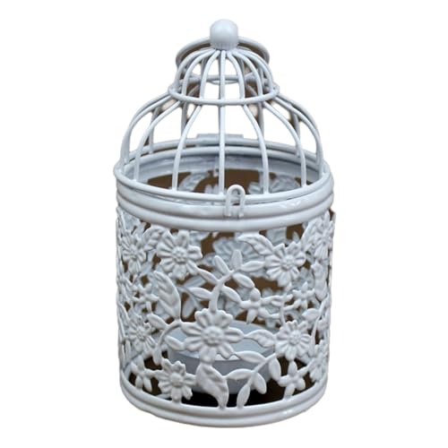 WOURRD Supporto bianco per gabbia per uccelli con intricato bastone di progettazione cavo per matrimoni e feste