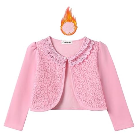 SMILING PINKER Girls Lace Cardigan with Fleece Cover