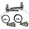 Hydraulic Disc Brak Set Right Front 900mm Left Rear 1550mm 4-Pistons Hydraulic Disc Brak Aluminum Caliper & Brak Lever Fits 160mm Rotors For Bike/Mountain Bike
