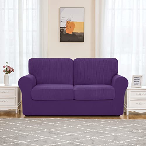 Subrtex 5 Pieces Stretch Sofa Slipcover Sets Couch Cover Sets Backrest Cushion Covers Furniture Protector Collection Set For Oversize Sofa Loveseat Chair Slip Covers(Medium, Purple) #TOP5