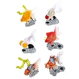 ORFOFE 6 Piezas Figuras de Peces Decorativos para Modelo Realista de Pez con Base Surtido de Figuras de Escritorio Educativas y Juguetes Infantiles
