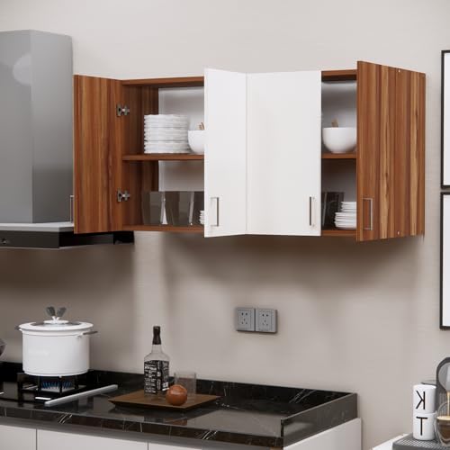 Image of SPECIALITY PANELS 4 Door Modular Wall Mounted Kitchen Cabinet with Adjustable Shelf Space Saving Storage Unit Durable Engineered Wood Cupboard for Kitchen Living Room Utility Organizer Furniture