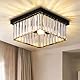 Cainjiazh 9,8“ Kronleuchter Kristall Deckenleuchte Halterung Flush Mount Deckenleuchte E26 Quadratisch Moderne Kristall-Kronleuchter für Wohnzimmer Flur Esszimmer Schlafzimmer Küche（Schwarz）