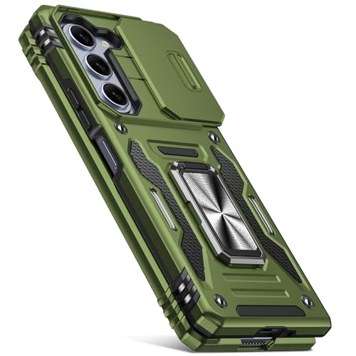 Galaxy Z Fold6 5G 用ケース リング付き 衝撃吸収 耐衝撃 スタンド機能 米軍MIL規格 ギャラクシーゼット フォールド6 ケース 全面保護 360°回転 滑り落ちにくい 人気 おしゃれ 携帯カバー 緑 WY95-185 CP