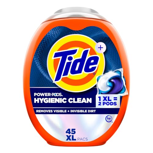 Tide Hygienic Clean Power PODS Laundry Detergent Pacs, Original Scent, 45 Count, Removes Visible and Invisible Dirt