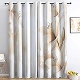Cortinas Primer Plano De Una Flor Suave Estampadas para Sala, Dormitorio, Cortinas con Ojales, Cortinas Térmicas, Cortinas Opacas 140An x 260Al cm (2 Paneles) para Ventana de Casa Crema