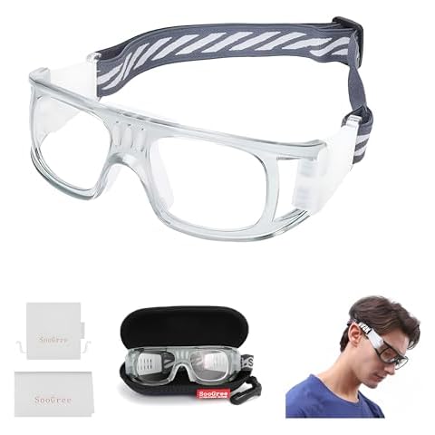 SooGree Racquetball Goggles - Windproof Shock Absorption Sports Glasses Basketball Football Eye Protective Adjustable Strap Cover
