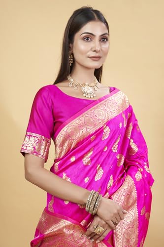 Image of Shasmi Women's Banarasi Saree Pure Kanjivaram Silk Saree Soft new ladies 2025 Design Wear Pattu Sarees Party Sari collections With Blouse Piece for Wedding sadi (PARI-188)