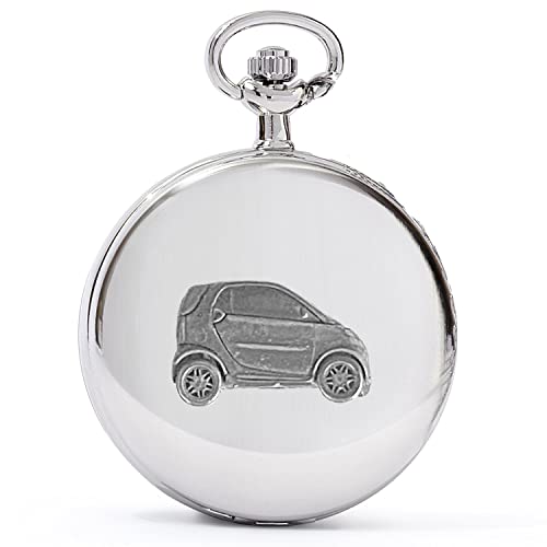 Montre de poche à quartz 3D Micro City Réf B8 en étain poli pour homme chic