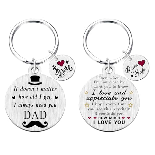 Yobent Dad Keychain Gifts from Daughter Best Father Key Chain for Birthday I Love You Dad Present Ideas from Son