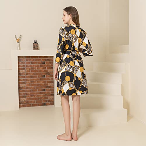 Image of Galabloomer Maternity Robe and Baby Receiving Blanket, Matching Mommy Labor Delivery Robe and Swaddle Set Chain Leopard