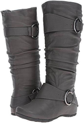 Brinley Co. Womens Buckle Knee-High Slouch Boot In Regular And Wide-Calf Sizes Grey, 8.5 Regular Us #TOP6