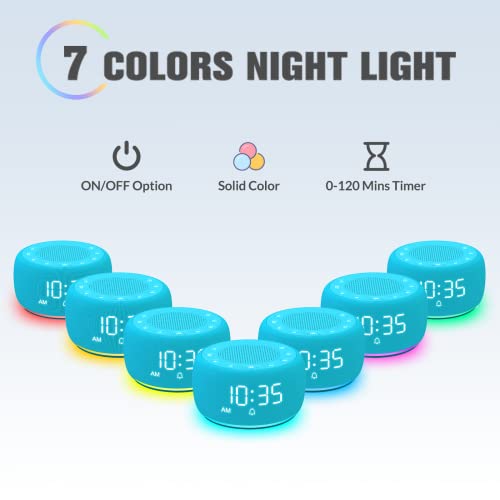 Buffbee Loud Alarm Clock For Heavy Sleepers - Clock Radio With High Fidelity Sound, 4 Wake Up Sounds, Full Range Dimmer, 7 Colors Night Light, Small Size For Bedside, Bedrooms #TOP6