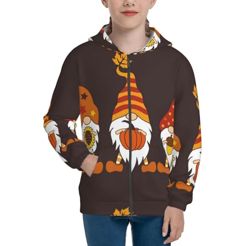 Fall Gnomes Kids Pullover Hoodies Boys Zip Up Sweatshirts Girls Athletic Clothes with Pocket3