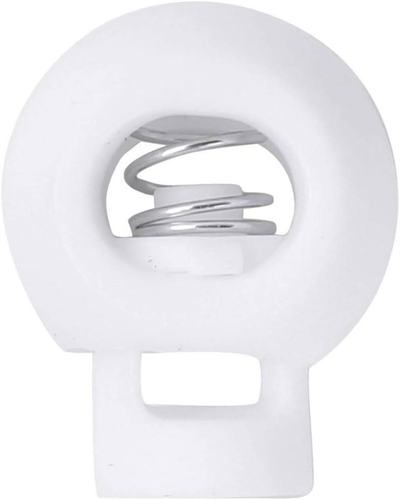 Jugaoge Plastic Single Hole Elastic Drawstring Rope Cord Locks Clip for Lanyard Luggage Backpack White 50Pcs