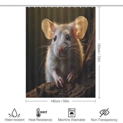 Rideau de douche souris anti-éclaboussures en polyester lavable 140x183cm