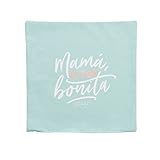 Material resistente Mr. Wonderful Funda de Cojín Mamá, La Más Bonita, Tela, Azul, 43x43x0.7 cm