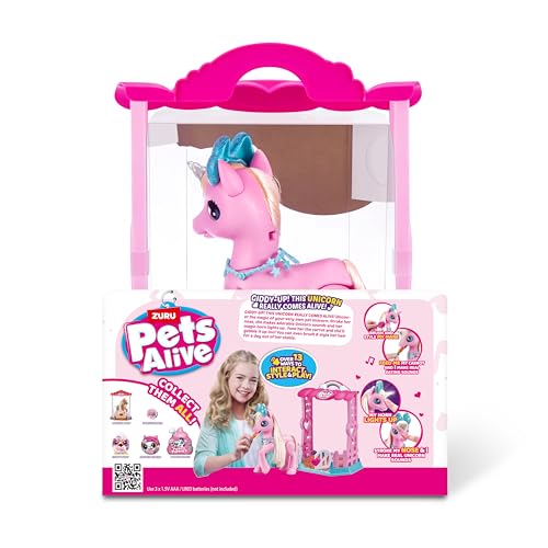Unicornio interactivo con establo Pets Alive juguete robótico a pilas 4