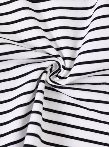 Ecolala Girls Striped Shirts Ruffle Sleeve Cute Tops Crew Neck Casual Summer Tees White 11-12Y