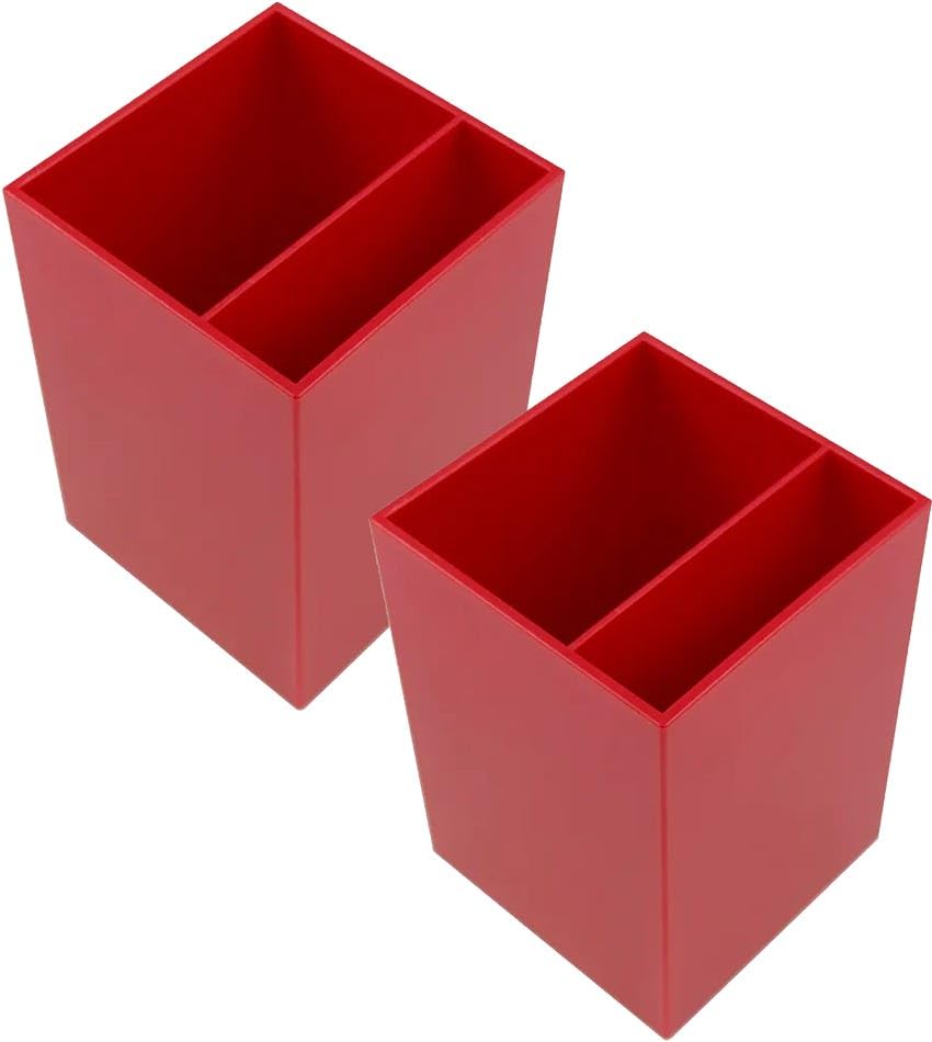 Image of JAM PAPER Plastic Pen Holders - Red Desktop Pencil Cups - 2 /Pack