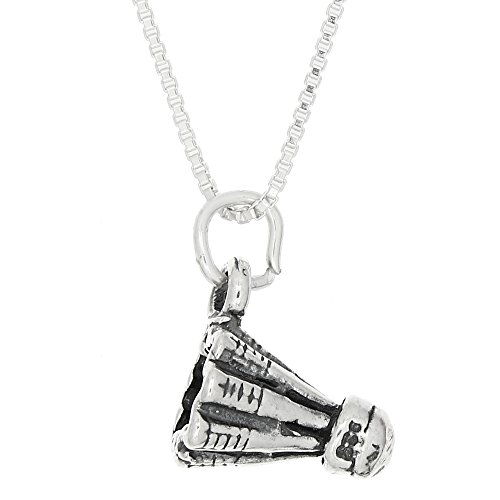LGU Sterling Silver 3D Badminton Shuttlecock Necklace (20 Inches)