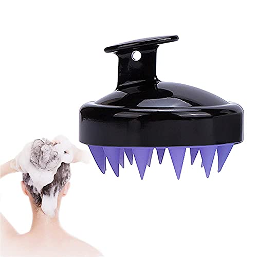 N/C Scalp Brush, Hair Scalp Massager Shampoo Brush Manual Hair Scrubber, Soft Silicone Bristles Care for Scalp, Exfoliate and Remove Dandruff,Hair Washing Brush (Black)