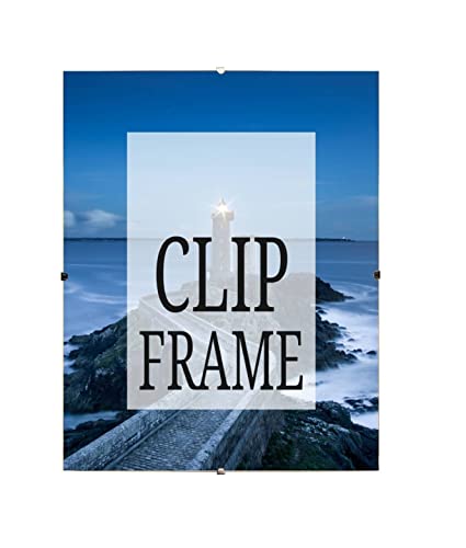 Frameless Clip Frame 50x70 cm Poster Picture Holder HD Clear Display Wall Mounted Large Portrait & Landscape Home Office School Use