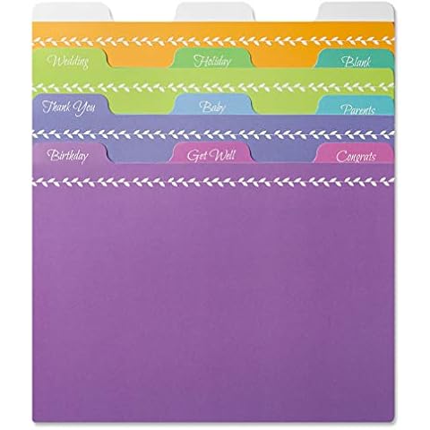 Jot & Mark Greeting Card Organizer Tabbed Dividers (Rainbow) Set of 12 Double-Sided Dividers Cover