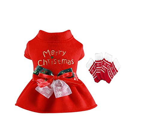 YUEMOL ropa para perros 2 piezas de ropa cálida de Navidad for mascotas en otoño e invierno, adecuada for perros y gatos pequeños y medianos, faldas decorativas navideñas for mascotas Cover