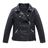 Verschluss: Reißverschluss. Jungen Mädchen Kunst Lederjacke Kragen Motorrad Leder Mantel Kinder Biker Style Herbst Winter Jacke