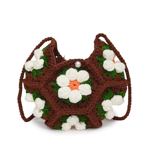 Sac fait main à fleurs bouffantes tridimensionnelles et bandoulière croissant chic