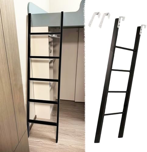 Replaceable Black Twin Bunk Bed Ladder for RV Adjustable Hook Climb Ladder 45-69in Perfect for Top Bunk Access Durable & Space-Saving Design for Campers
