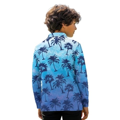 Shirts for Boys 3-16 Long Sleeve T-Shirts Hawaiian Shirt Holiday Beach Clothes2