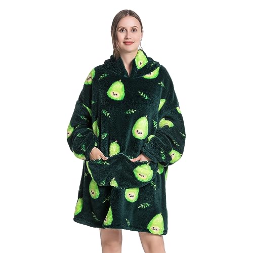 Oversized Blanket Hoodie, Adult Women Sherpa Fleece Wearable Blanket Warm and Cozy Giant Hooded Blanket Fluffy Sweatshirt for Women and Men