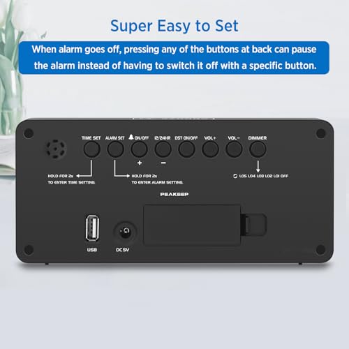 Peakeep MHP6010 Digital Alarm Clock For Bedroom Bedside thumb #5