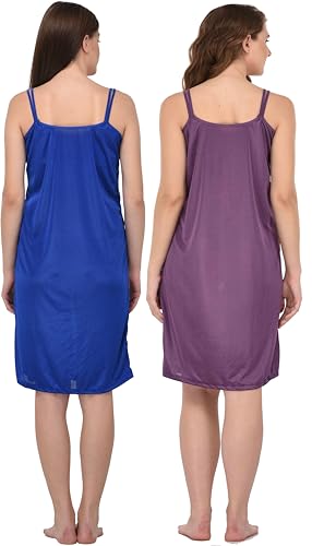 Image of You Forever Women Sexy Satin Striped Solid Above Knee Length Nighty, Loungewear, Nightwear, Sleepwear, Home Wear Short Nighty for Women Pack of 2