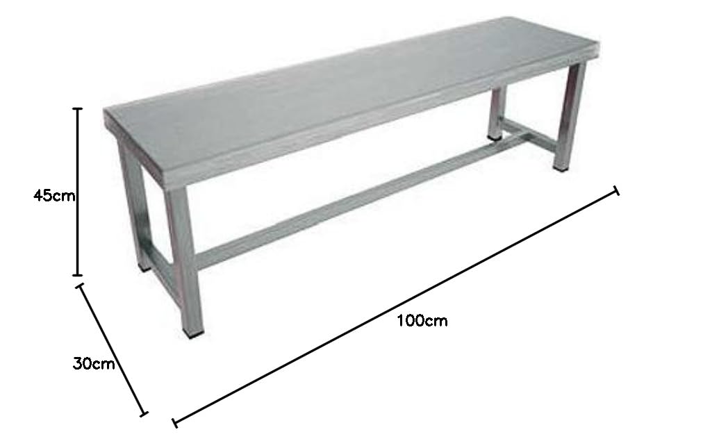 Banco de Vestuario de 1 Metro de Acero Inoxidable, Resistente, Duradero Ideal para Gimnasios y Vestuarios, Fácil Limpieza