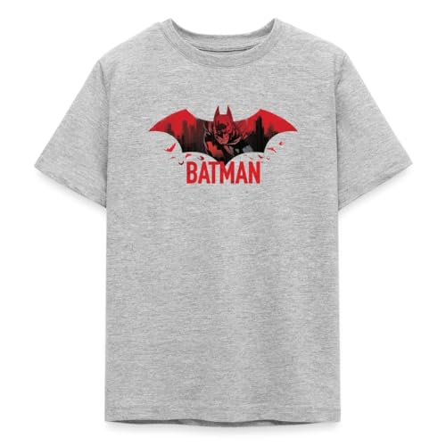 T-Shirt Batman Ado Noir avec Logo Batman Rouge et Chauve-Souris Imprimée