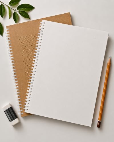 Image of PaperO A4 Dot Grid Notebook | 5MM Dot Design | A4 Size (8.5 x 11 inches) | 100 GSM 50 Sheet | Ideal for Architects & Designers | Kraft Cover | (Millboard Cover Dot Grid)