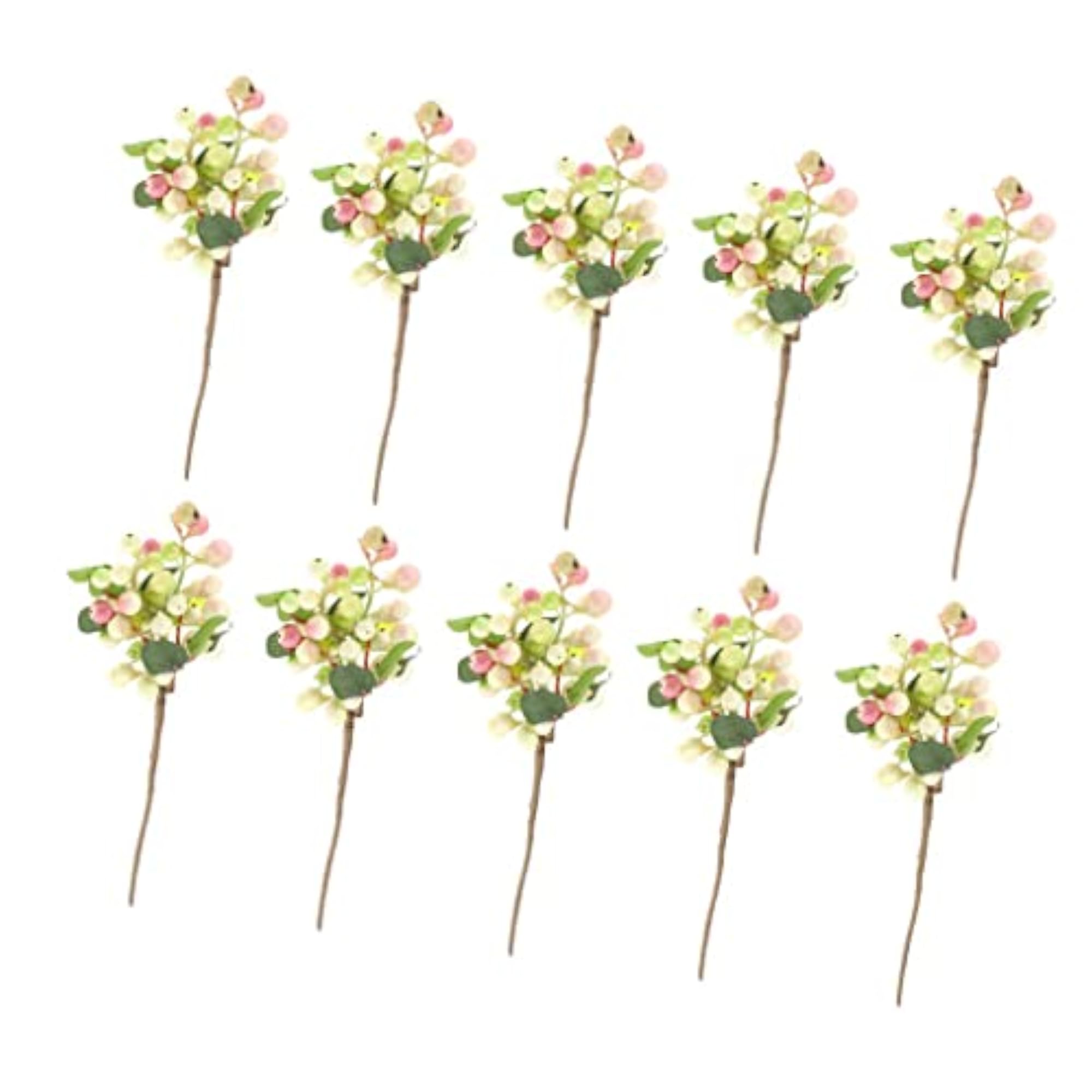 10Pcs Poly Artificial Plant Fruit Berries Branches Decor