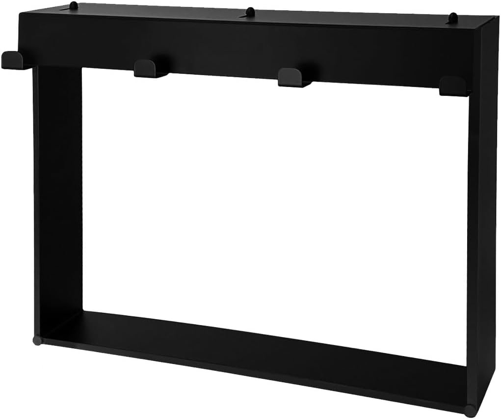 Hanging Shower Shelf for Glass Panels with Hooks 20"x16" Matte Black 304 Stainless Steel, No-Drill No-Rust Bathroom Caddy,Modern Shower Shelves Bathroom Organizer