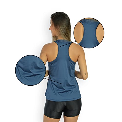 Regata Dry Fit Feminina Costas Nadador Fitness Tamanho:G;Cor:Azul Marinho