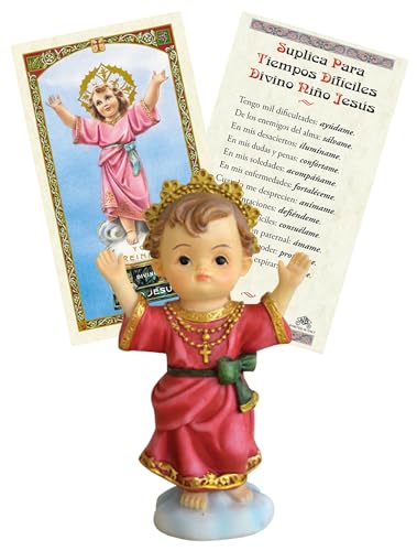 Estatua Divino Niño Jesús 4 pulgadas con Tarjeta Española