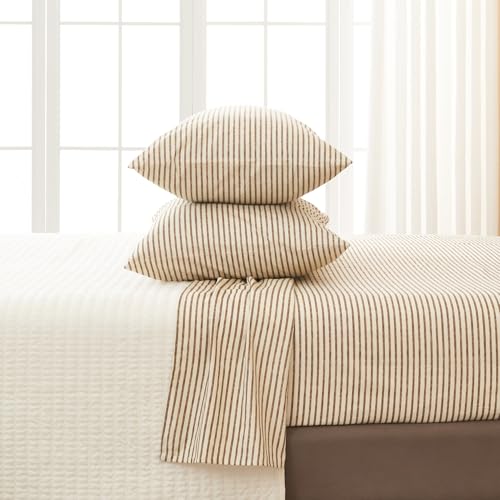Great Bay Home EC200811 4-Piece Queen Size Stripe Microfiber Sheet Set | Ultra-Soft, Brushed Bedding Sheets & Pillowcases thumb #1