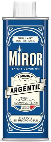 Miror Argentil - Nettoyant Inox, Argent, Chrome, Etain brillant, Nickel, Aluminium Et Acier - Nettoie & Fait Briller - Efficace Pour Argent Et Métal - Anti-oxydant - Fabriqué En France - Facon 250mL