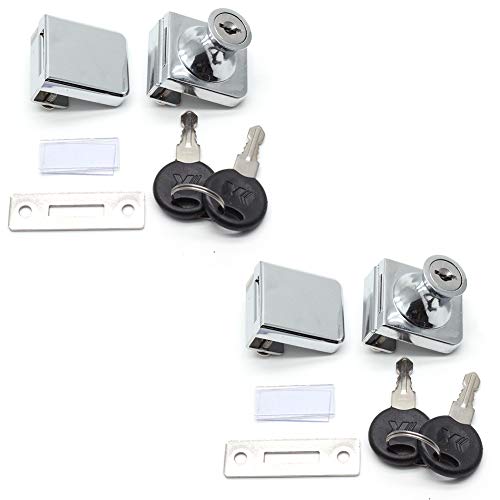 LICTOP 2 Pack Glass Door Double Latch Lock Security Cabinet Display Showcase Lock
