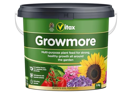 Vitax Growmore, General Purpose Fertiliser, Suitable For Fruit, Veg, Flowers And Lawn, Promotes Heavy Crops, Boosts Growth All Around The Garden- 5Kg